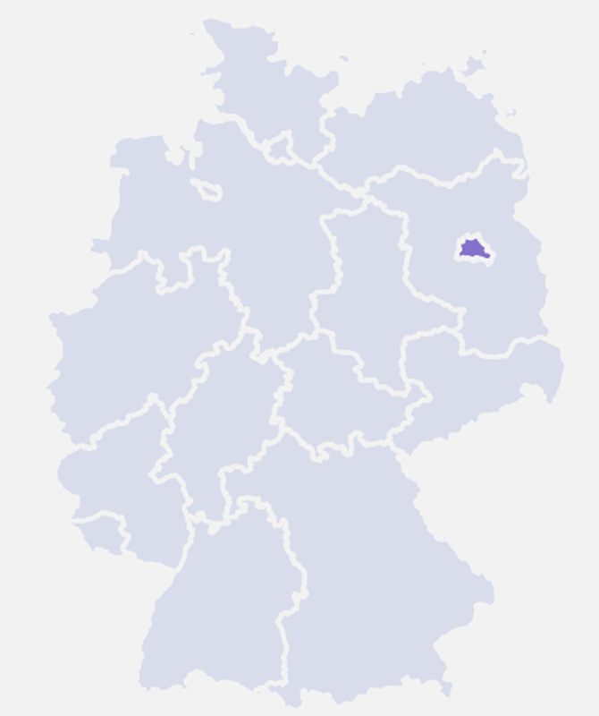 Vektorielle Deutschlandkarte mit hervorgehobenem Standort Berlin